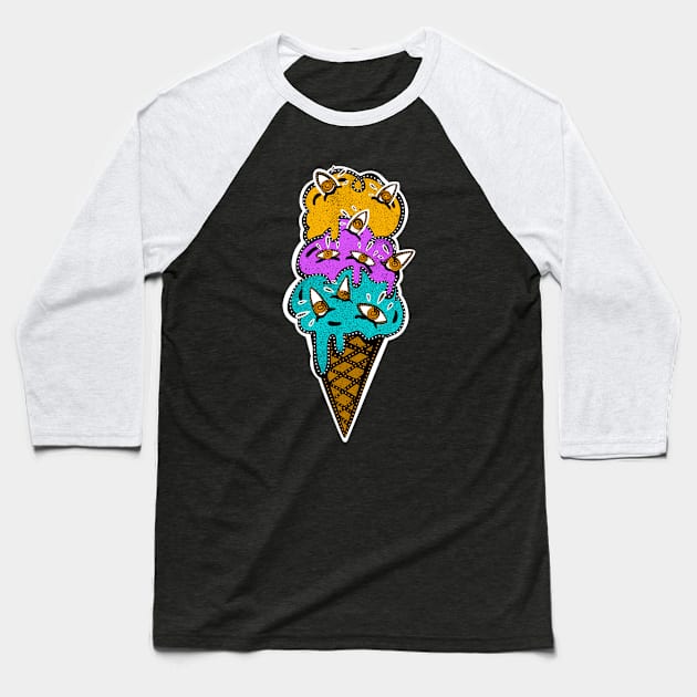 “Eyescream” ice cream with eyes sprinkles, get woke Baseball T-Shirt by SubtleSplit